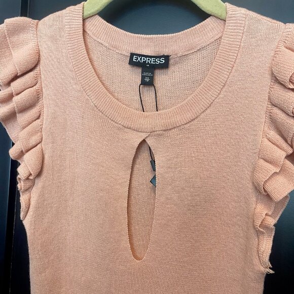 *NWT* Blush Pink Keyhole Neck Sleeveless Knit Semi-Crop Sweater Top - Size XS - Picture 15 of 16